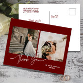 Carte Postale Burgundy Script moderne Mariage photo Merci