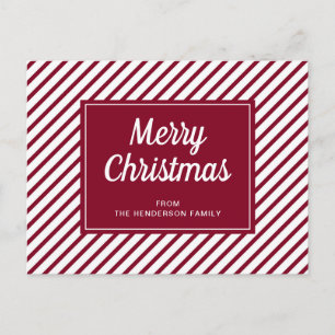 Carte Postale Burgundy Stripes moderne Joyeux Noël
