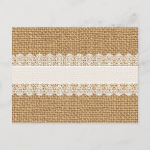 Carte Postale Burlap avec dentelle délicate - Shabby style chic