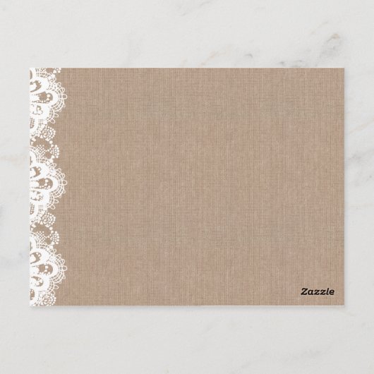 Carte Postale Burlap Dentelle Mariage Emplacement Paramètre Merc (Dos)