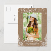 Carte Postale Burlap Lace Lights Photo Graduation Merci (Devant / Derrière)