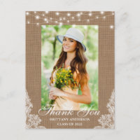 Burlap Lace Lights Photo Graduation Merci