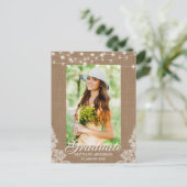Carte Postale Burlap Lace Lumières Photo Graduation Faire-part (Debout devant)