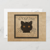 Carte Postale Burlap Le Conversation Noir French Le chat noir (Devant / Derrière)