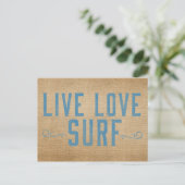 Carte Postale Burlap Live Love Surf (Debout devant)