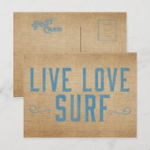 Carte Postale Burlap Live Love Surf (Devant / Derrière)