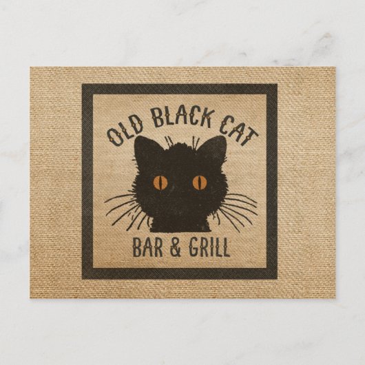 Carte Postale Burlap Old Black CAt Bar and Grill (Devant)