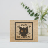 Carte Postale Burlap Vieux Chat Noir Petit Déjeuner (Debout devant)
