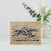 Carte Postale Burlap Vintage Horse Racing (Debout devant)