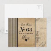 Carte Postale Burlap vintage Paris (Devant / Derrière)