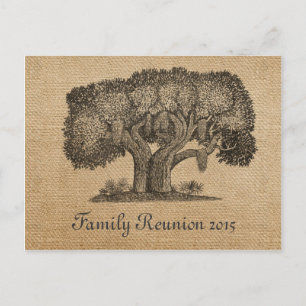Carte postale Burlap Vintage Tree Family Reunion