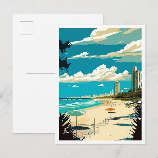 Carte Postale Burleigh Heads Beach Australie Illustration de voy (Devant / Derrière)