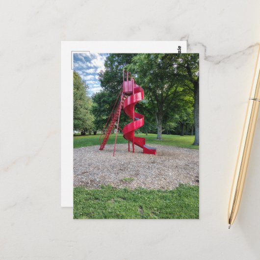 Carte Postale Burlington, Iowa Red Slide (Devant/Arrière en situation)