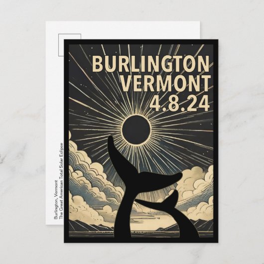 Carte Postale Burlington Vermont Eclipse (Devant / Derrière)