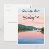 Carte Postale Burlington, Vermont – lac Champlain (Devant / Derrière)
