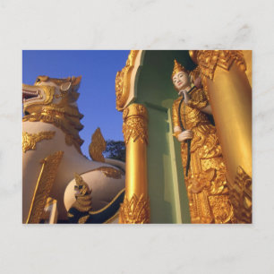 Carte Postale Burma (Myanmar), Rangoon (Yangon) Temple
