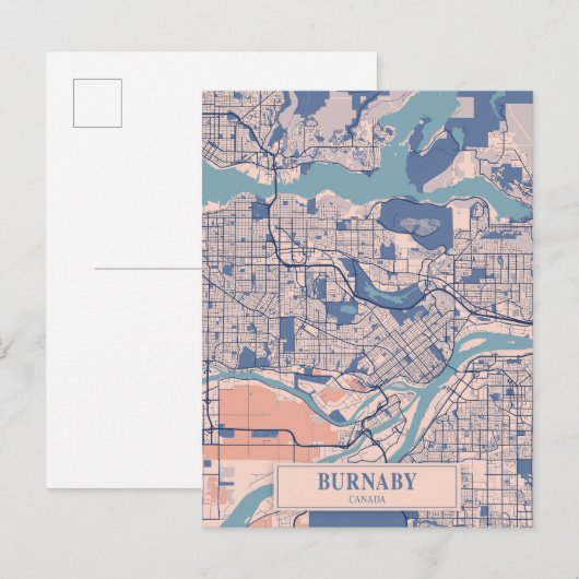 Carte Postale Burnaby Canada Breezy City Map Travel (Devant / Derrière)