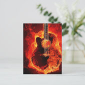 Carte Postale Burning Guitar, Orange Flames Music Rock Band (Debout devant)