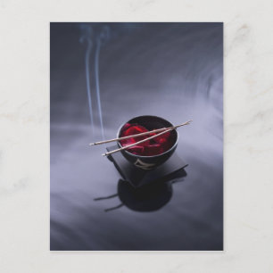 Carte Postale Burning incense on top of bowl of petals