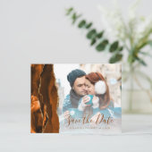 Carte Postale Burnt Orange Gold Agate Photo Enregistrer la date (Debout devant)