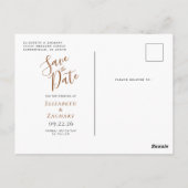 Carte Postale Burnt Orange Gold Agate Photo Enregistrer la date (Dos)