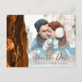 Carte Postale Burnt Orange Gold Agate Photo Enregistrer la date (Devant)