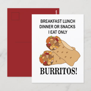 Carte Postale Burritos Je Ne Mange Que Des Burritos