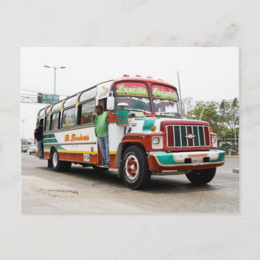 Carte Postale Bus coloré à Carthagène (Devant)