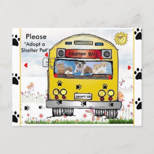 Carte Postale Bus d'adoption pour chat et chien