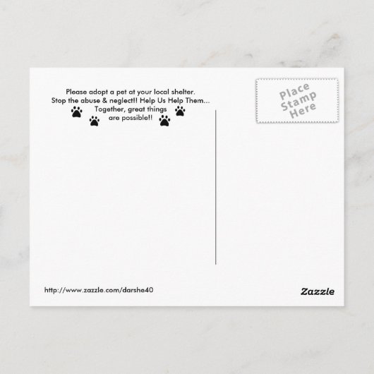 Carte Postale Bus d'adoption pour chat et chien (Dos)