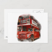 Carte Postale Bus Old Red London (Devant / Derrière)