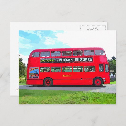 CARTE POSTALE BUS ROUGE (Devant / Derrière)