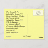 CARTE POSTALE BUS ROUTE DE L'ÉCOLE RAPPEL DES PARE (Dos)