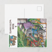 Carte Postale Bus scolaire du livre "A Bear With Pants" (Devant / Derrière)