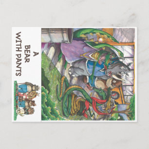 Carte Postale Bus scolaire du livre "Un ours avec pantalon"