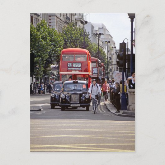 Carte Postale Bus, Taxis sur Oxford Street, Londres 1998 (Devant)
