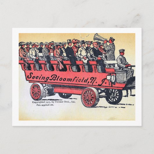 Carte Postale Bus touristique, Bloomfield, NJ Vintage (Devant)