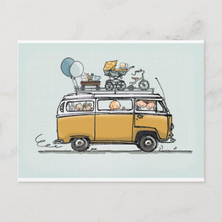 Carte Postale Bus vintage avec bébé