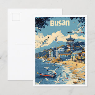 Carte Postale Busan Corée du Sud Illustration de voyage d'art Vi