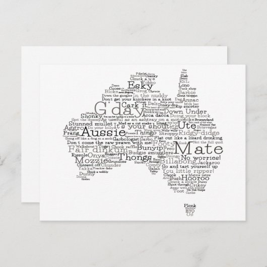 Carte Postale Busfire Special Edition Aussie Slang Map (Devant / Derrière)