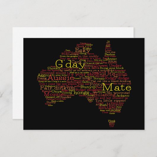 Carte Postale Busfire Special Edition Aussie Slang Map (Devant / Derrière)