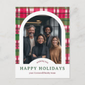 Carte Postale Business Corporate Holiday Plaid CUSTOM Arch PHOTO (Devant)