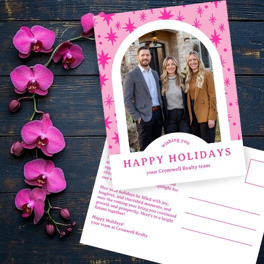Carte Postale Business Corporate Holiday Stars CUSTOM Arch PHOTO