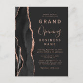 Carte Postale Business Grand Ouverture Noir Rose Or Agate Sombre (Devant)