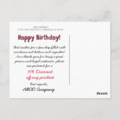 Carte Postale Business Joyeux Coupon Anniversaire Rouge (Dos)