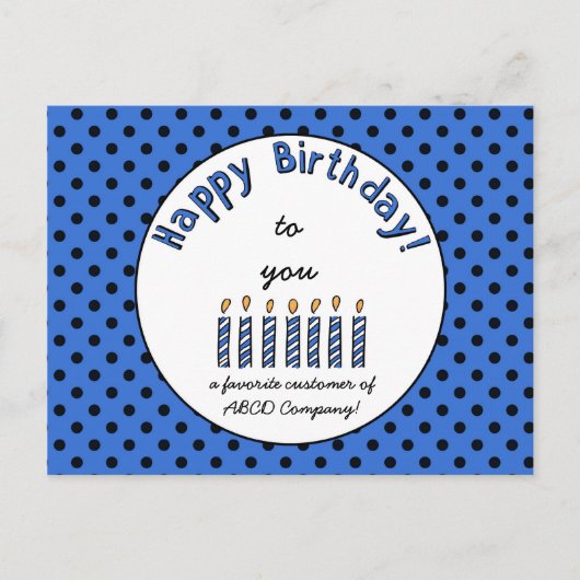 Carte Postale Business Joyeux Coupon d'anniversaire bleu (Devant)