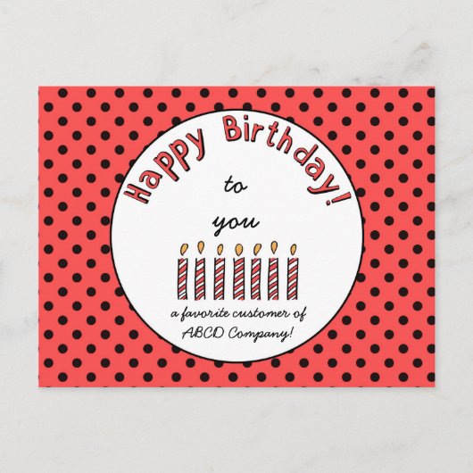 Carte Postale Business Joyeux Coupon d'anniversaire Orange-Rouge (Devant)