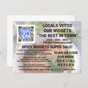 Carte Postale Business QR Code Light Photo Custom Publicité
