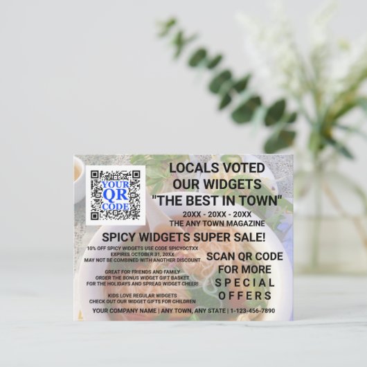 Carte Postale Business QR Code Light Photo Custom Publicité (Debout devant)