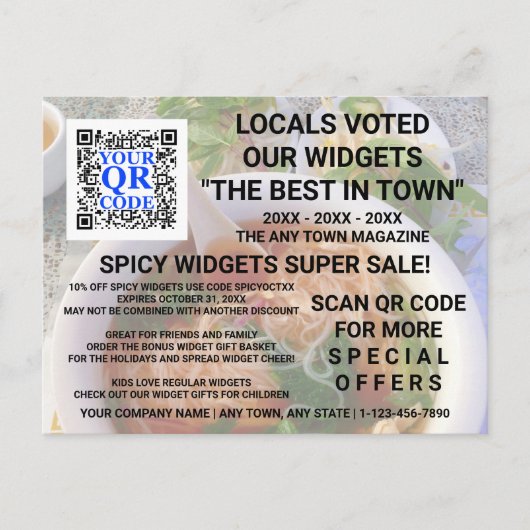 Carte Postale Business QR Code Light Photo Custom Publicité (Devant)